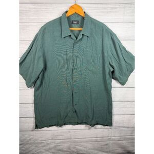 Haggar Men's XL Green Micro Check Short Sleeve Button Down Shirt 4919